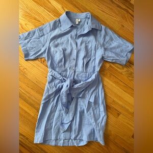 & Other Stores Light Blue Mini Dress with Tie Front